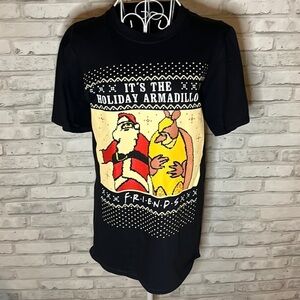 New FRIENDS Size Small Friends Holiday Armadillo Tee Christmas NWT